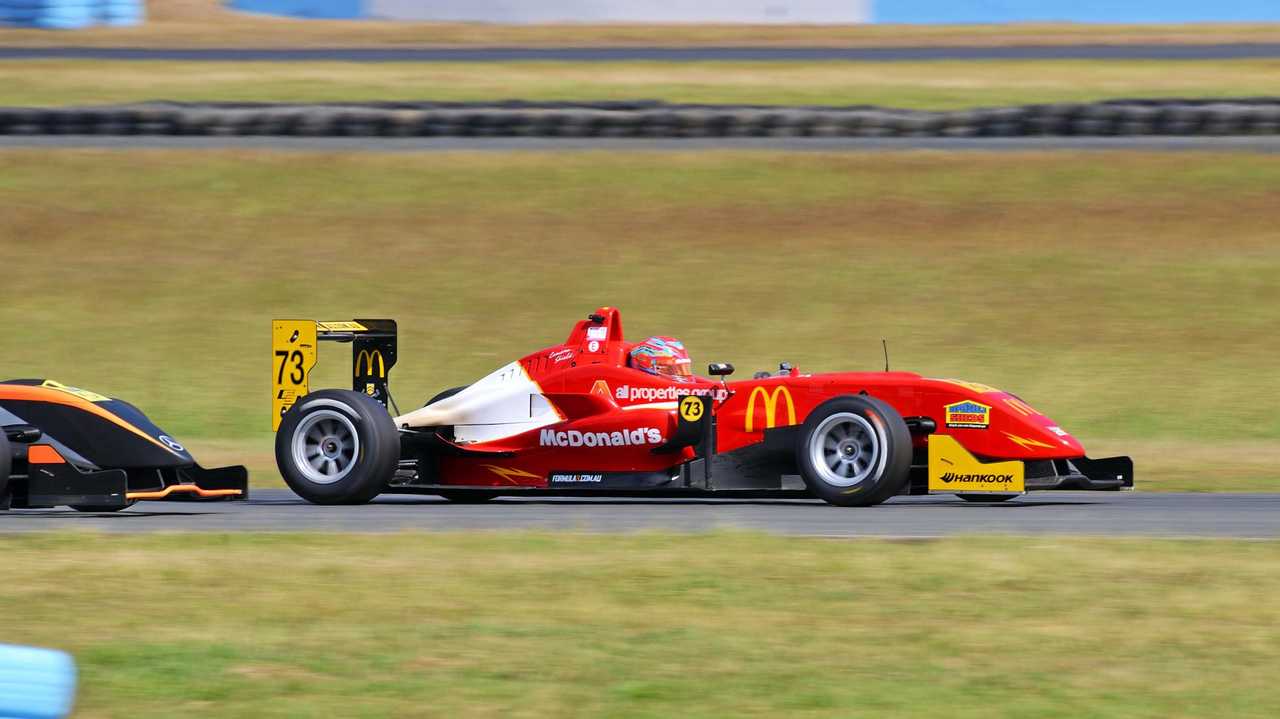 IN FRONT: Cameron Shields puts his Formula 3 to the test. Shields will look to extend his Formula 3 Championship lead during racing at Warwick's Morgan Park this weekend. Picture: Paul Goodman