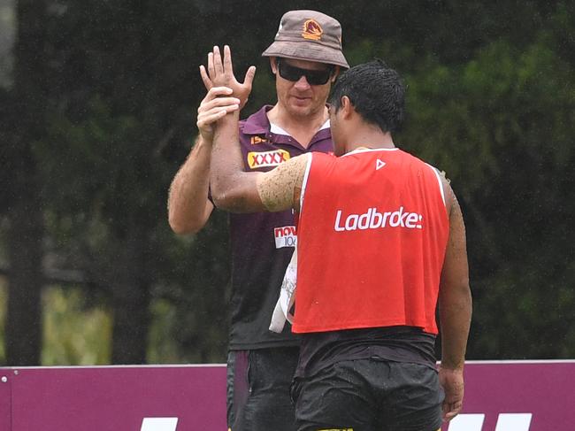 Put your hand up if you’re concerned about Anthony Milford’s (right) ability to find an injury. Picture: AAP Image/Darren England