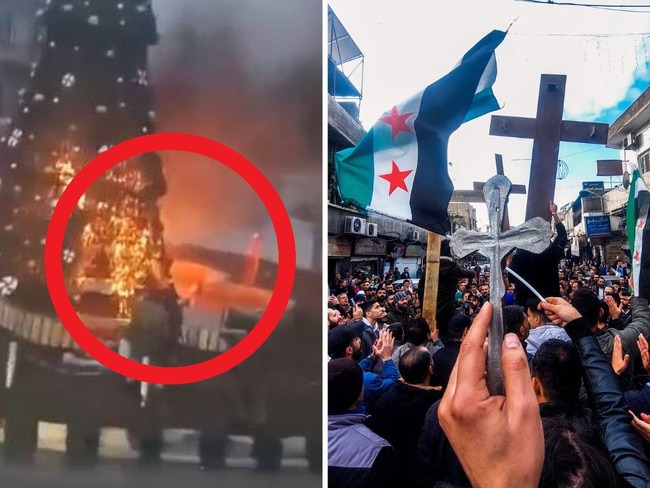 The burning of a Christmas tree in a Syrian Christian town has raised concerns about minority rights under new Islamist rule.