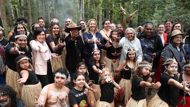 Premier Annastacia Palaszczuk with the Butchulla people at the renaming of Fraser Island in June. Picture: Liam Kidston