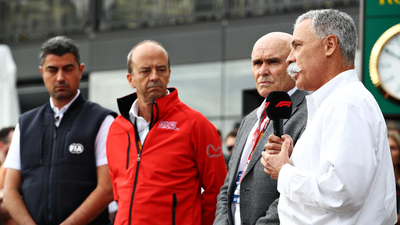 Chase Carey, CEO and Executive Chairman of the Formula One Group, talks as a press conference at Albert Park.