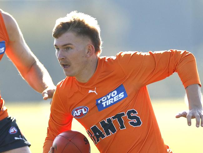 Josh Fahey and Matthew Flynn during the GWS Giants training session on July 27, 2023.  Photo by Phil Hillyard(Image Supplied for Editorial Use only - **NO ON SALES** - Â©Phil Hillyard )