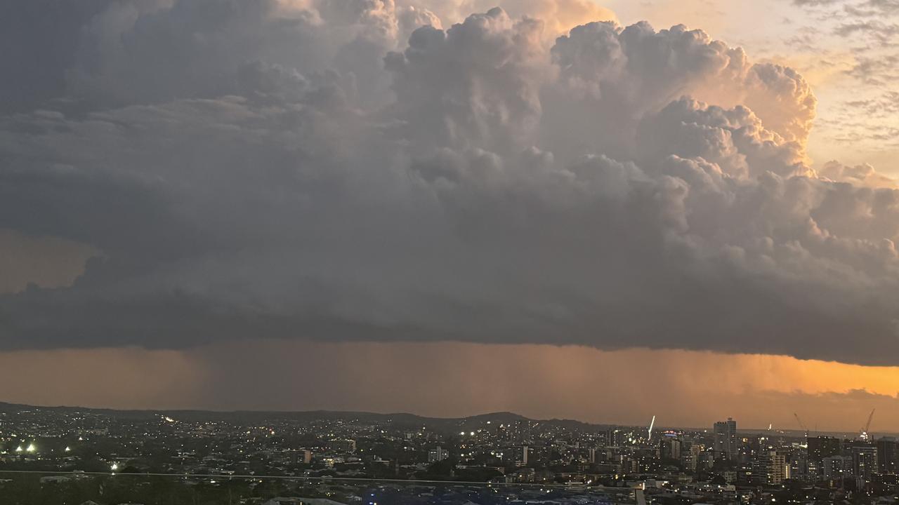 Brisbane from the sky as storms rolled in on Friday night. Picture: Supplied