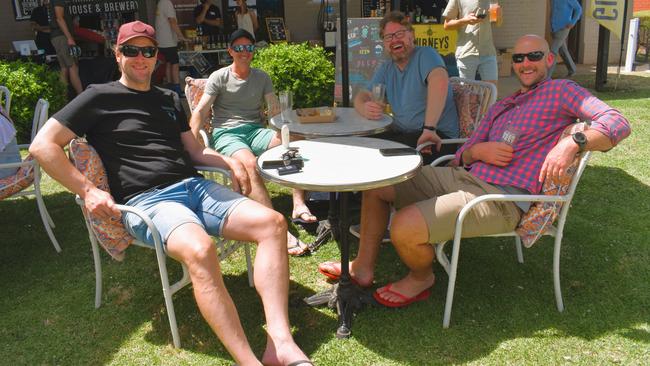 The Gippsland Beer Fest in Tinamba on Saturday, November 16, 2024: Marrine Van Den Heuvel, Brad White, Andrew Bryant and Andy Pate. Picture: Jack Colantuono