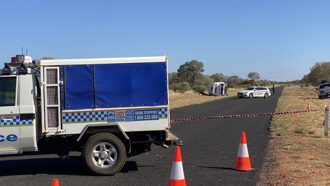 The scene of the crash near Hermannsburg. Picture: Daniel Sumpton