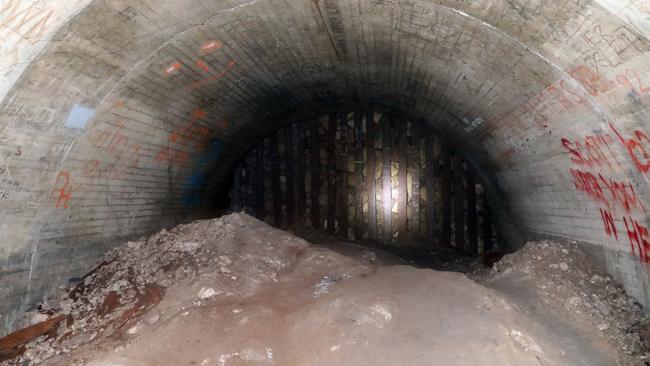 The tunnels stretch for about one kilometre in each direction until they are met with walls of rubble. Picture: Andrew Murray.