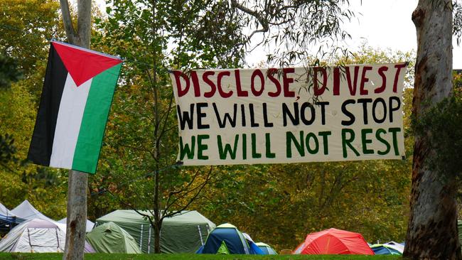 A University of Melbourne pro-Palestine encampment. Picture: Blair Jackson / NewsWire