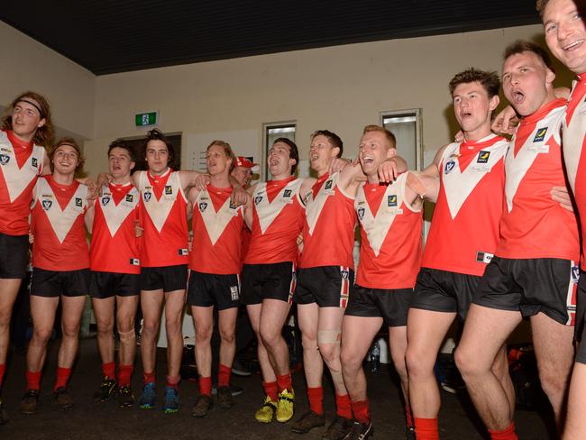 Red Hill will step up to MPNFL Division 1 after winning the Division 2 premiership in 2019. Picture: Chris Eastman