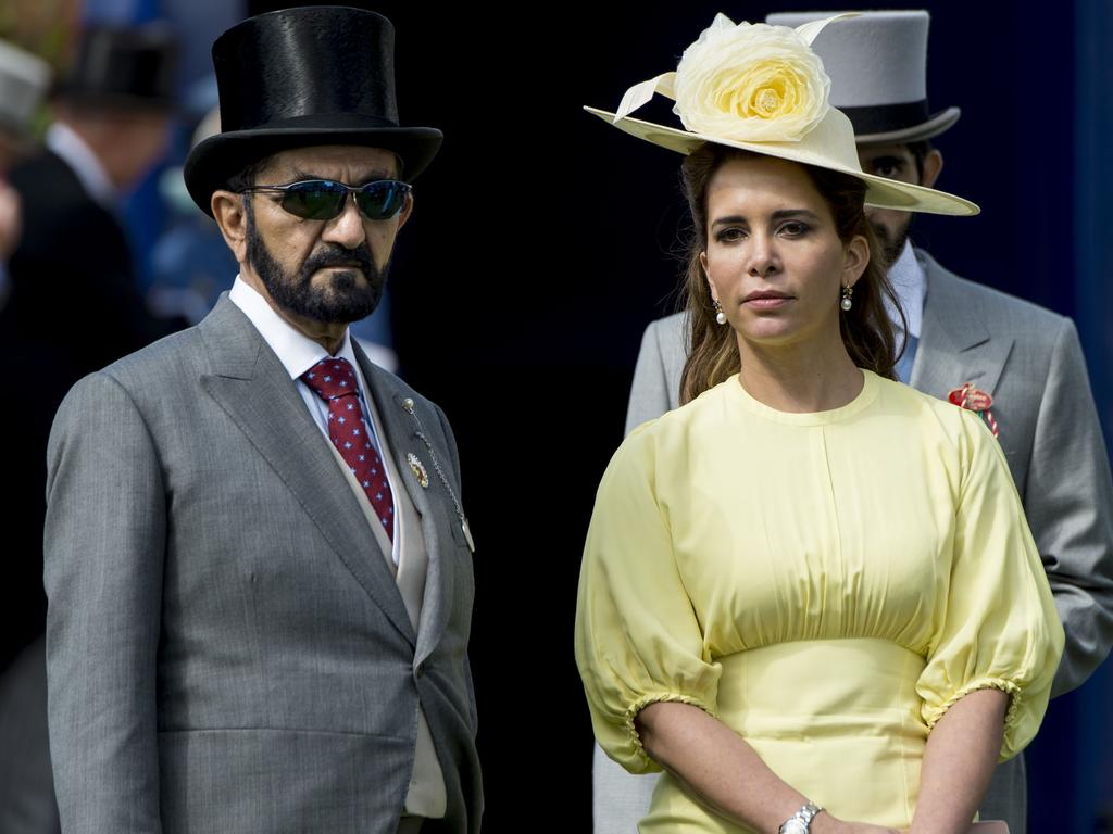 Princess Haya Bint Al Hussein and Sheikh Mohammed Bin Rashid Al Maktoum at Epsom in England in 2017. Picture: Mark Cuthbert/UK Press via Getty Images.