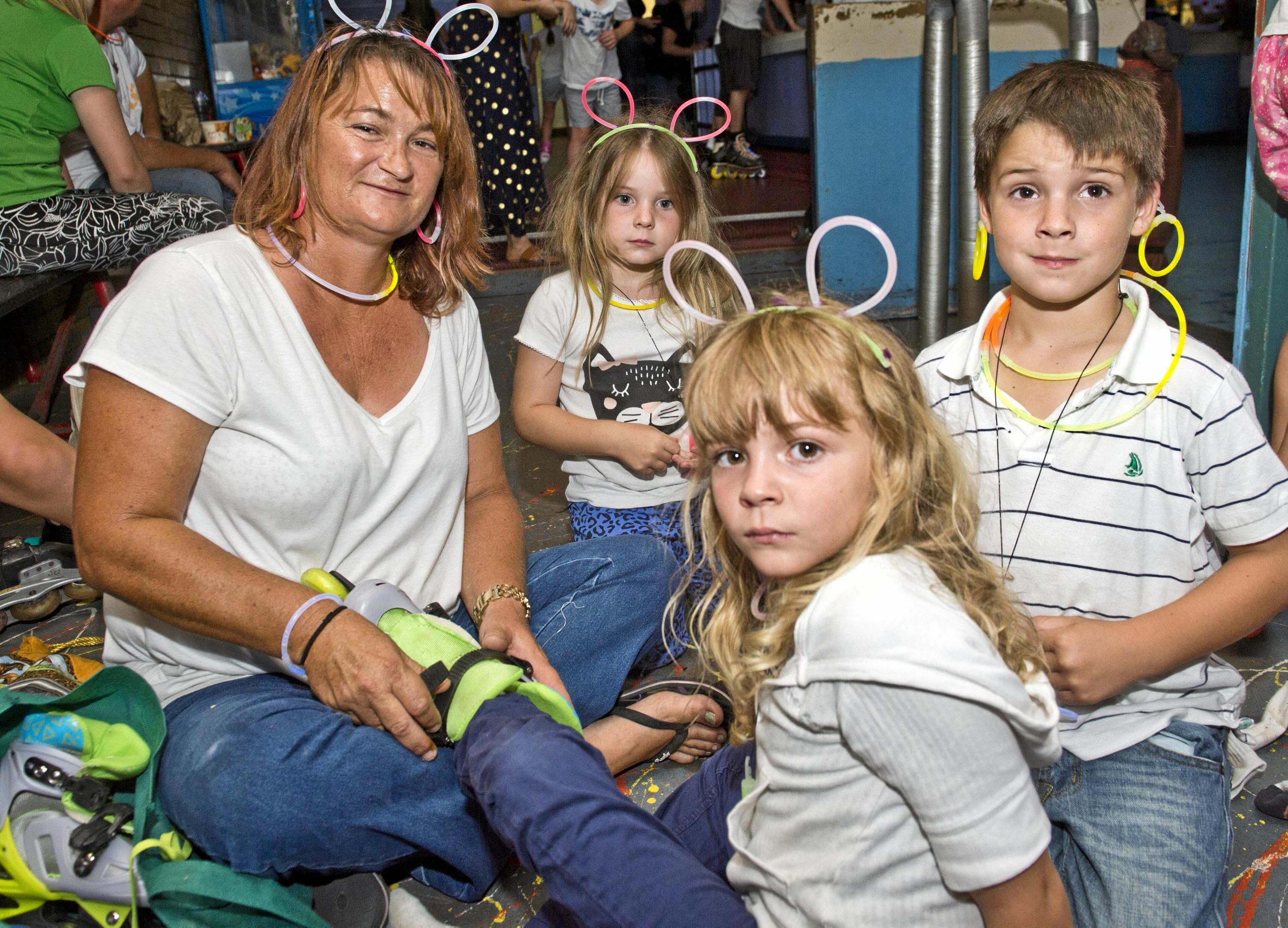 ( From left ) Naomi, Shyanne, Amelia and Ronan Elsden at Skate City. Sunday, 28th Jan, 2018. Picture: Nev Madsen