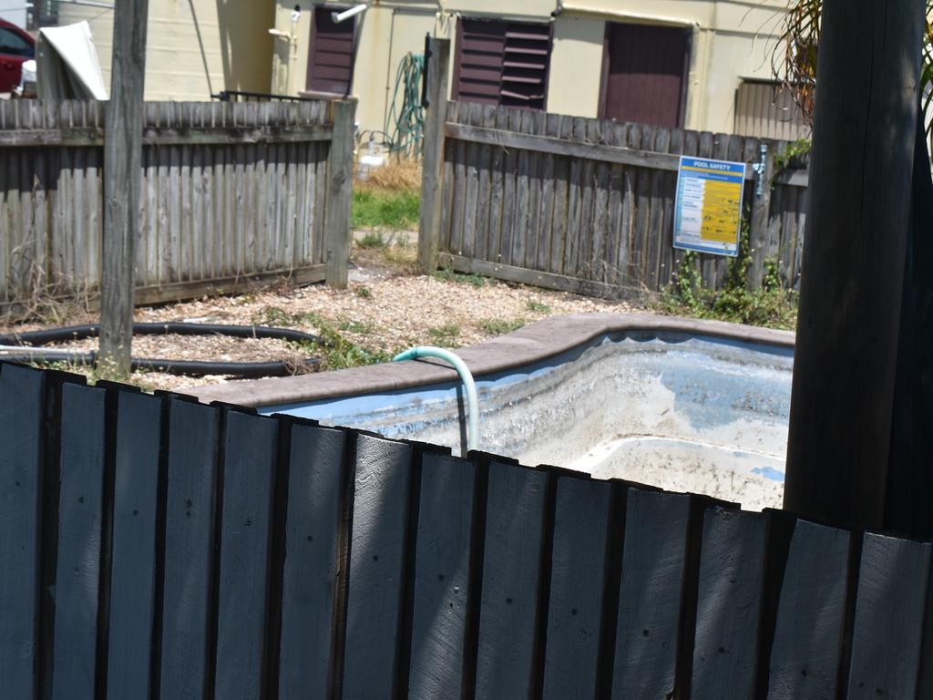 The pool where Tarrin-Macen was found. Police have ruled he died before his body entered the water.