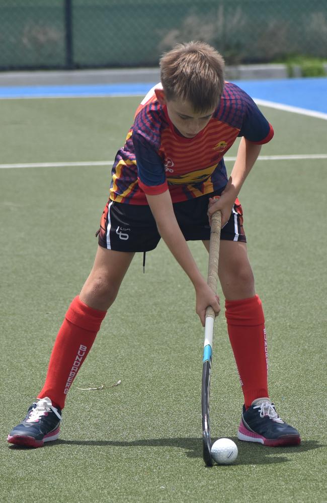 Players at the Park Avenue Brothers Hockey Club and Astro’s Hockey development clinic at Kalka Shades, Rockhampton, on February 8, 2025.