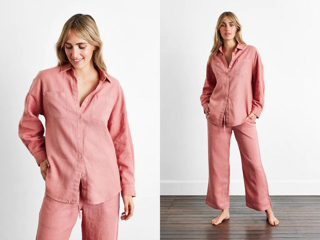 100% French Flax Linen Long Sleepwear Set. Picture: Bed Threads.