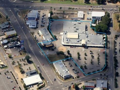 Aerial view of the future Twin City Hotel footprint.