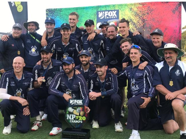 Carlton celebrates being crowned the best Twenty20 team in Australia. 