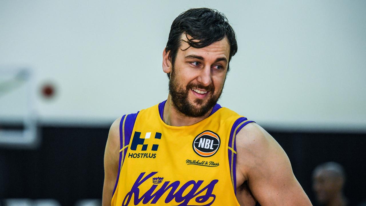 Sydney Kings' Andrew Bogut after his first practice with his new team.