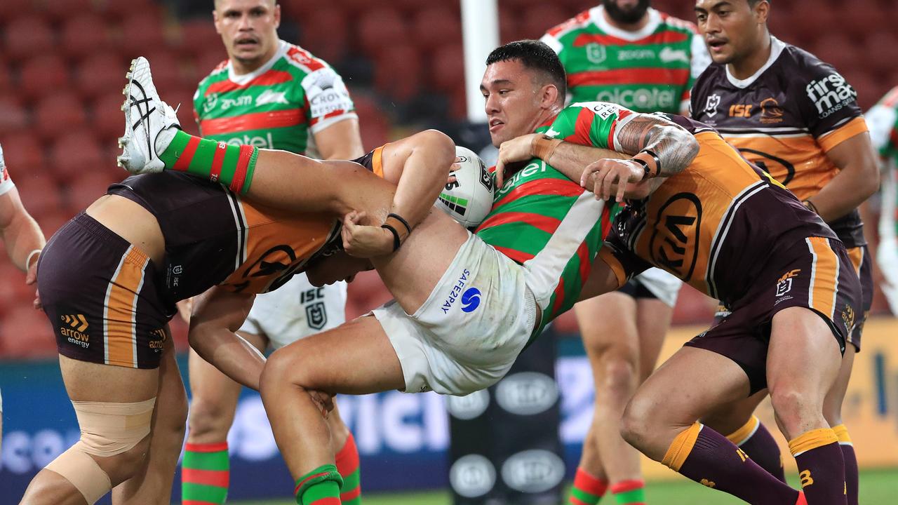 Jaydn Su'a in action against the Broncos. Picture: Adam Head