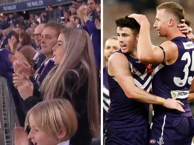 The Fremantle home crowd joined together for a beautiful moment. (Image: Fox/Getty)