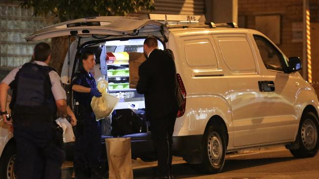 Police at the scene of Mr Singh’s alleged shooting. Picture: Steve Tyson