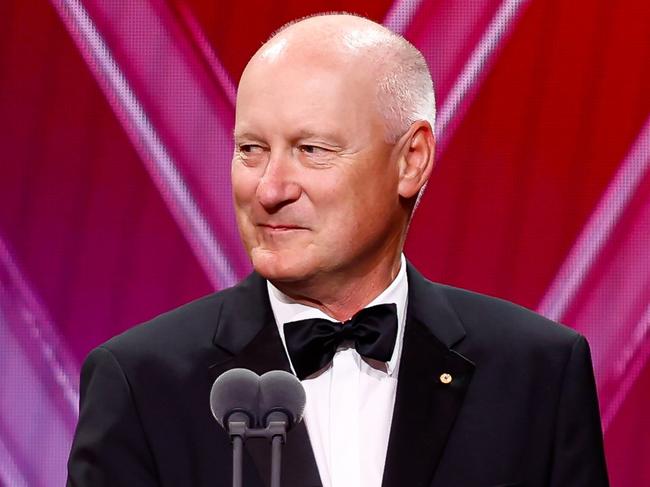 MELBOURNE, AUSTRALIA - NOVEMBER 27: Richard Goyder, Chairman of the AFL speaks during the 2023 W Awards at Crown Palladium on November 27, 2023 in Melbourne, Australia. (Photo by Dylan Burns/AFL Photos via Getty Images)