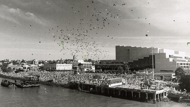 Positives legacies include the Queensland Performing Arts Complex, above, at its opening in April 1985.