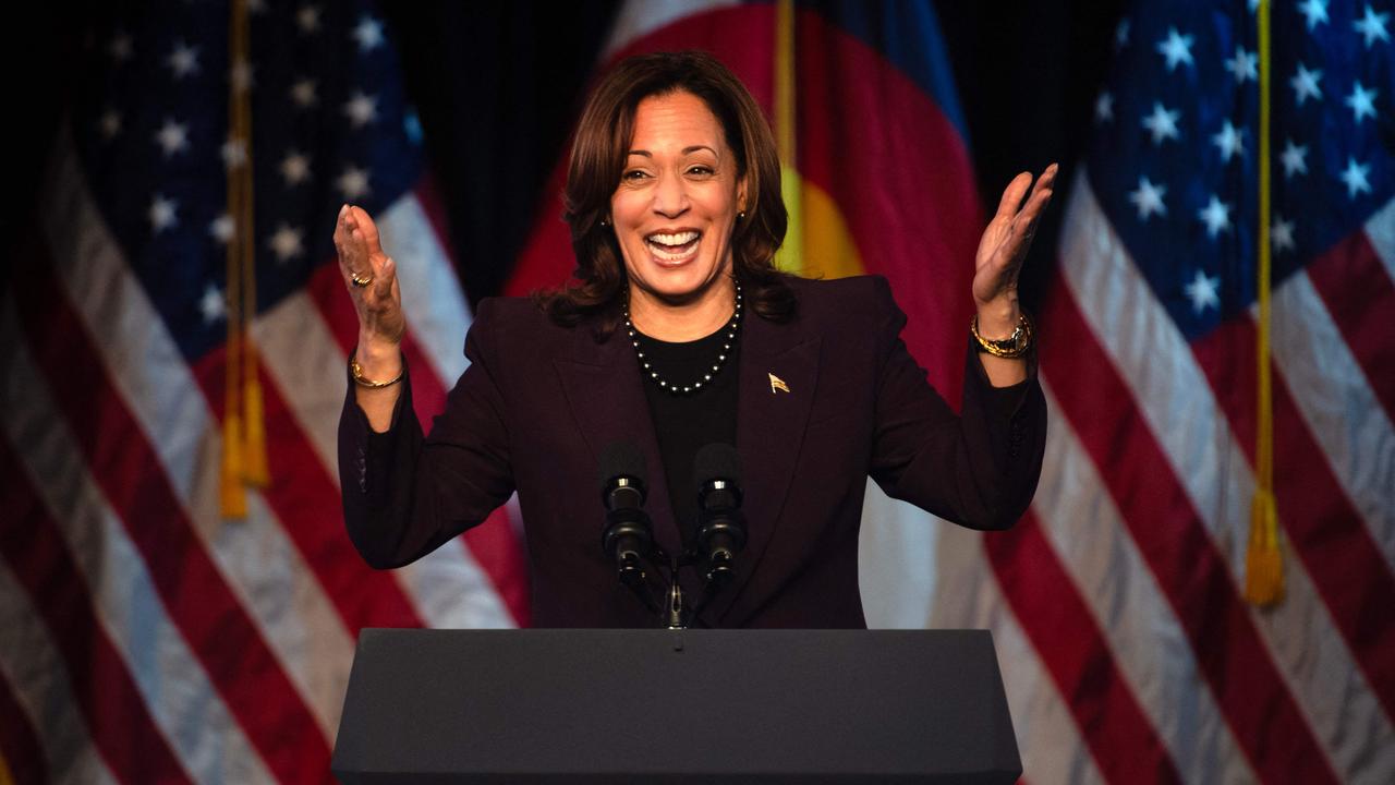 Biden’s presidential campaign has formally renamed itself Harris for President. Pictured is Vice President Kamala Harris. Picture: AFP