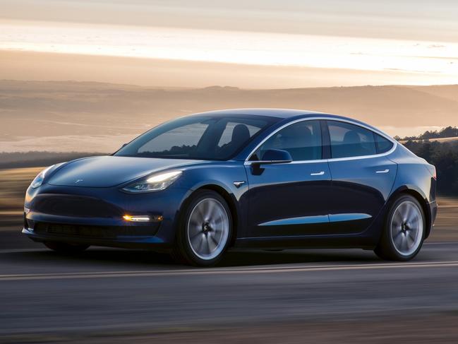 Tesla Model 3 - 	Model 3 Blue Driving. Picture: Tesla