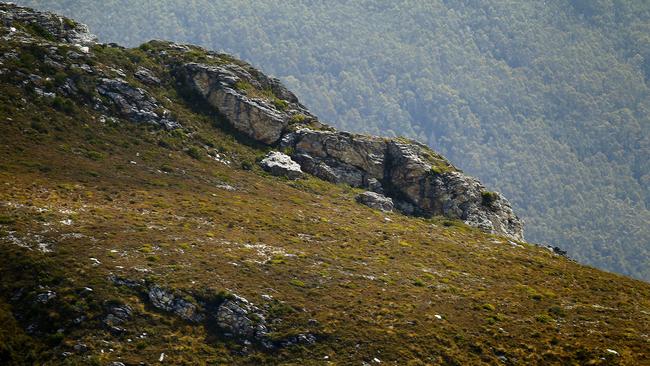 Rock spur close to Frenchman's Cap. Aerial images of Tasmania.