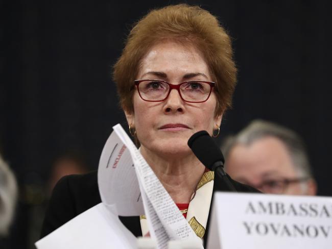 Former US ambassador to Ukraine Marie Yovanovitch was fired by Mr Trump in 2019. Picture: Andrew Harnik.