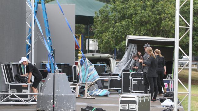 Sound technicians were forced to pack up. Pic Mike Batterham