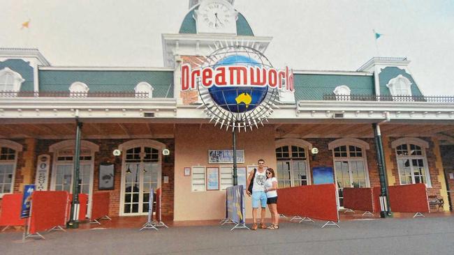 Shandee Blackburn and John Peros at Dreamworld. Date unknown. This photo was tendered as part of a coronial inquest into the 23 year old&#39;s death. Picture: Contribtued