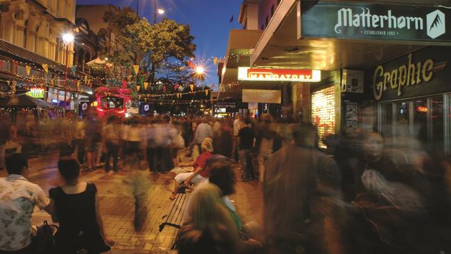 Cuba Street comes alive at night.