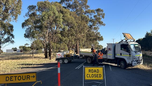 Girgarre-Rushworth Rd is closed from Zegelin Rd to Clarke Rd, and Home Rd is blocked off from Middle Rd to Girgarre-Rushworth Rd.