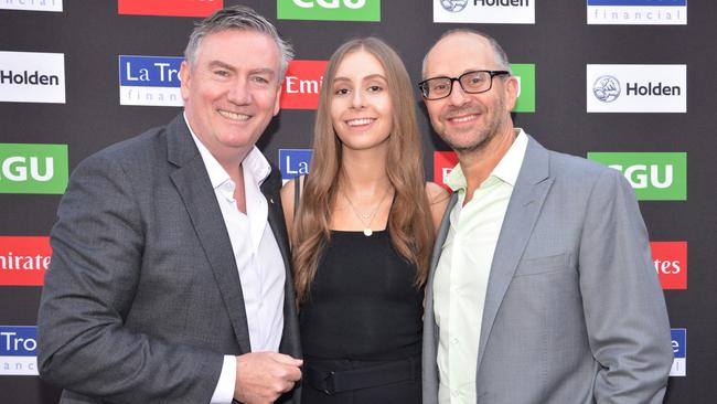 Eddie McGuire, Milly Waislitz and Alex Waislitz in 2019. Picture: Fiona Byrne.