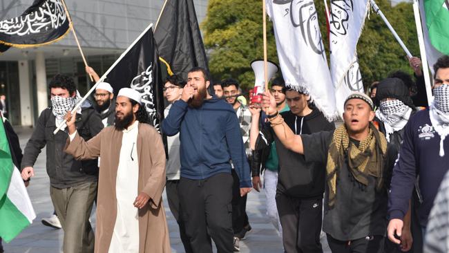 A pro-Palestine march at the University of Sydney on Friday. Picture: Noah Yim