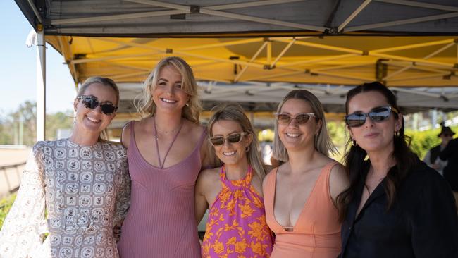 Eunice Morron, Leena Mobbs, Kara Davey, Annabelle Robinson, Bonnie Muller at the Gympie Muster Races. Saturday, August 19,. 2023. Picture: Christine Schindler