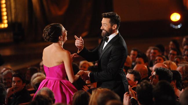 Jackman hosted the 2014 Tonys – and plucked Foster out of the crowd for a waltz. Picture: Heather Wines/CBS via Getty Images