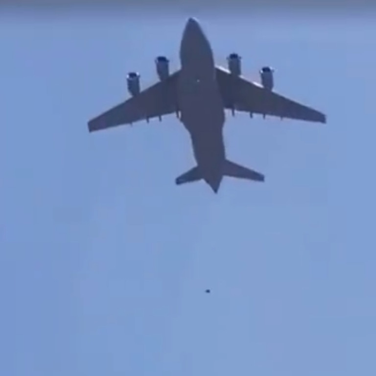 A person falling from a US air force plane.