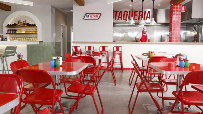 The colourful dining room at Cartel Del Taco in Hawthorne. Picture: Lachie Millard