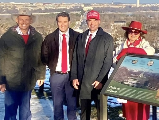 Former Chief Minister Adam Giles with Gina Rinehart in the US to attend the January 20, 2025 inauguration of Donald Trump. Picture Facebook