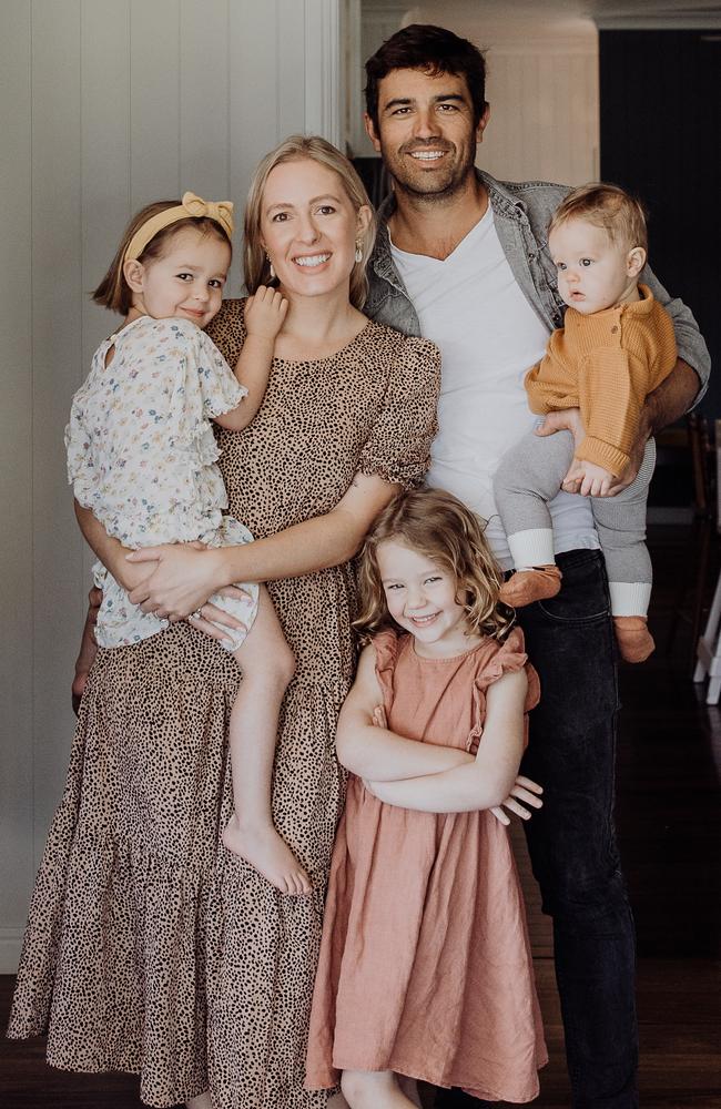 Rob Turner pictured with wife Gabrielle, and three kids Estelle, Frankie and Otis. Pic: As supplied by the family