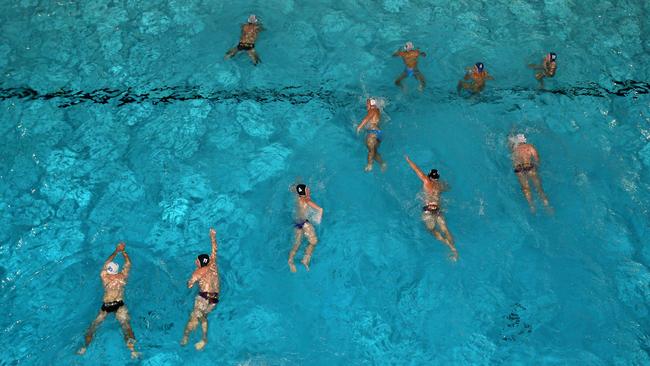 The final water polo game was played at Parramatta pool on Friday evening. Picture: Justin Sanson