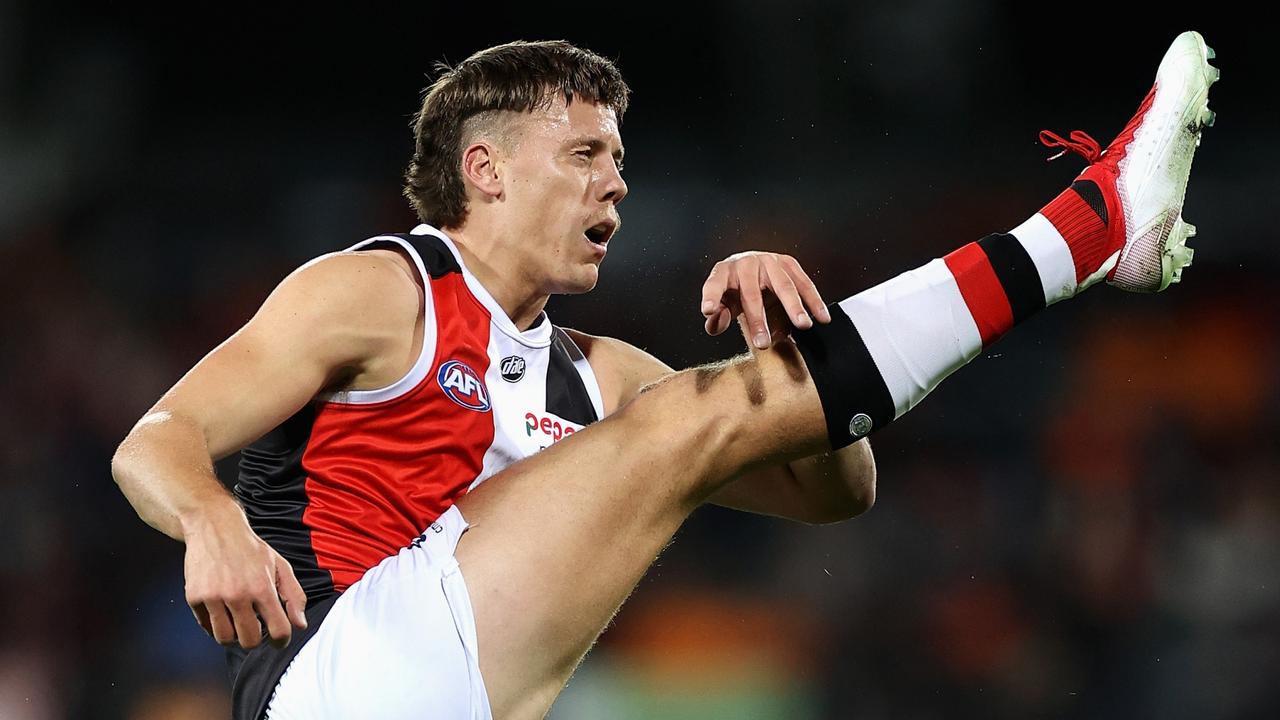 Jack Hayes kicks an early goal during the round 6 between the Greater Western Sydney and St Kilda. Picture: Getty Images