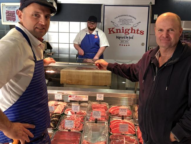 Wagga Wagga butchers Andrew Finch, Tom Richardson, and James McNaughton at Knights Meats and Deli. Picture: Supplied