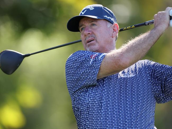 PHOENIX, ARIZONA - NOVEMBER 10: Rod Pampling of Australia plays a tee shot on the third hole during the second round of the Charles Schwab Cup Championship at Phoenix Country Club on November 10, 2023 in Phoenix, Arizona. (Photo by Christian Petersen/Getty Images)