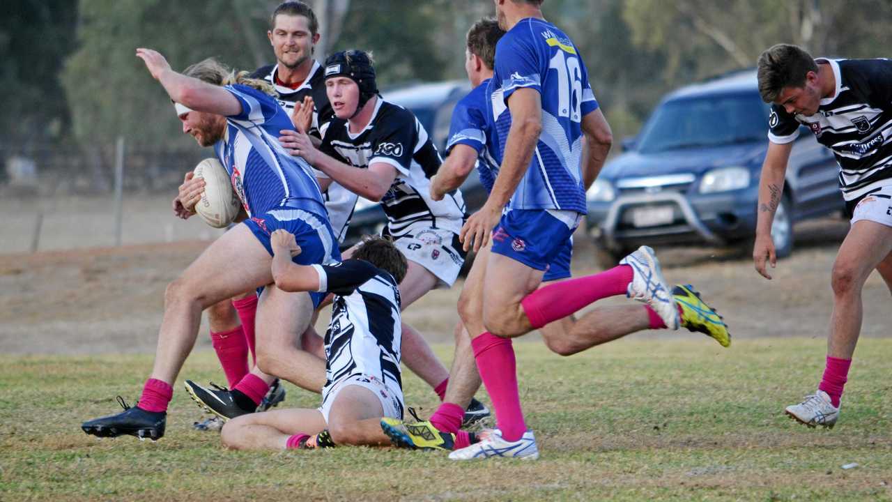 PRESSURE: Roma Cities took on the Mitchell Magpies at the weekend and walked away with the win before finals next weekend. Picture: Molly Hancock