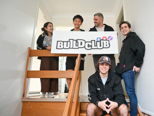 Build Club's Annie Liao with the first residents of AI Hacker House Ethan, Daniel Lord-Doyle, Phil Kiossoglou and Jack Wakem.