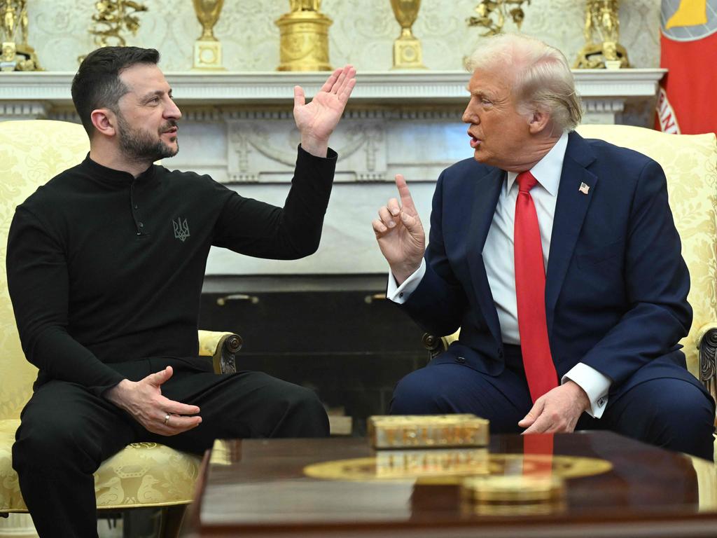 Volodymyr Zelensky got a cold lecture on NATO contributions in an altercation that dominated headlines for weeks. (Photo by SAUL LOEB / AFP)