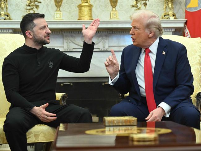 Volodymyr Zelensky got a cold lecture on NATO contributions in an altercation that dominated headlines for weeks. (Photo by SAUL LOEB / AFP)