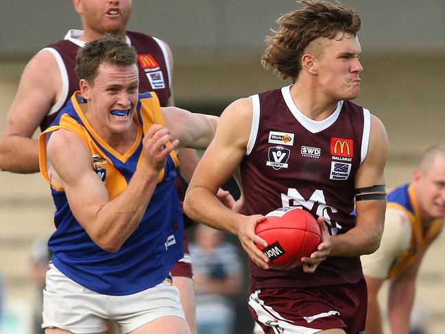 Ballarat FL footy: Melton v Sebastopol: James Roberts of Melton runs forwardSaturday, May 1, 2021, in Harkness, Victoria, Australia. Picture: Hamish Blair